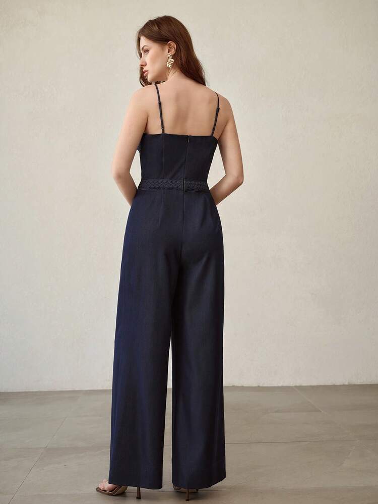 MOTF PREMIUM DENIM EFFECT ZIPPER JUMPSUIT - Dark Wash - View 3