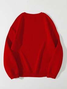 EMERY ROSE 加大码圣诞运动衫，休闲宽松圆领长袖运动衫，节日氛围 - 紅色 - 查看 2