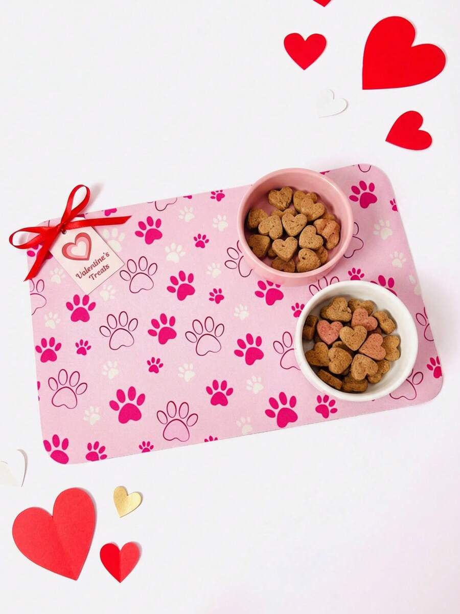 PETSIN 1片装硅胶泥浆宠物食品垫，适用于猫狗，防溅喂食垫，吸水速干垫 - 粉色 - 查看 1