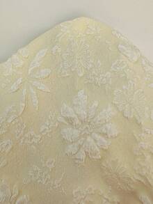 Franclia Áo kiểu nữ mùa hè phối họa tiết, khoét rỗng, thêu jacquard, cổ yếm, hở lưng. - Màu vàng - Xem 8