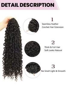 1 Tóc giả móc sợi Pixie xoăn tự nhiên màu đen, không thắt nút, đã tách sẵn, dài 18-24 inch, 100g - Natural Black - Xem 6