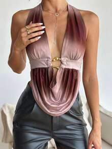 Aloruh Top elegant și sexy pentru femei, cu imprimeu batik și cataramă metalică, cu mânecă lungă, pentru primăvară, pentru ieșiri în oraș, pentru vară, pentru vacanțe de vară - Multicolor - Vizualizare 8
