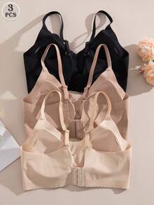 NudeFit 3件套优雅舒适无缝文胸，女士款，多色可选 - 彩色 - 查看 2