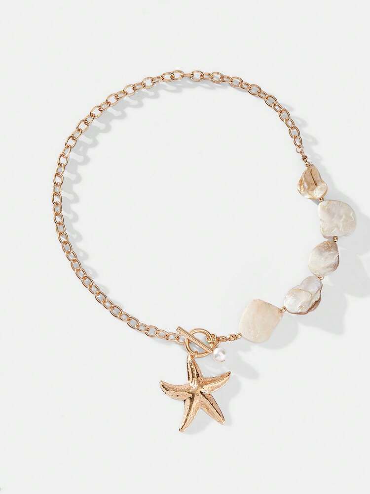 SHEIN Maija Bohemian Style Shell & Starfish Necklace