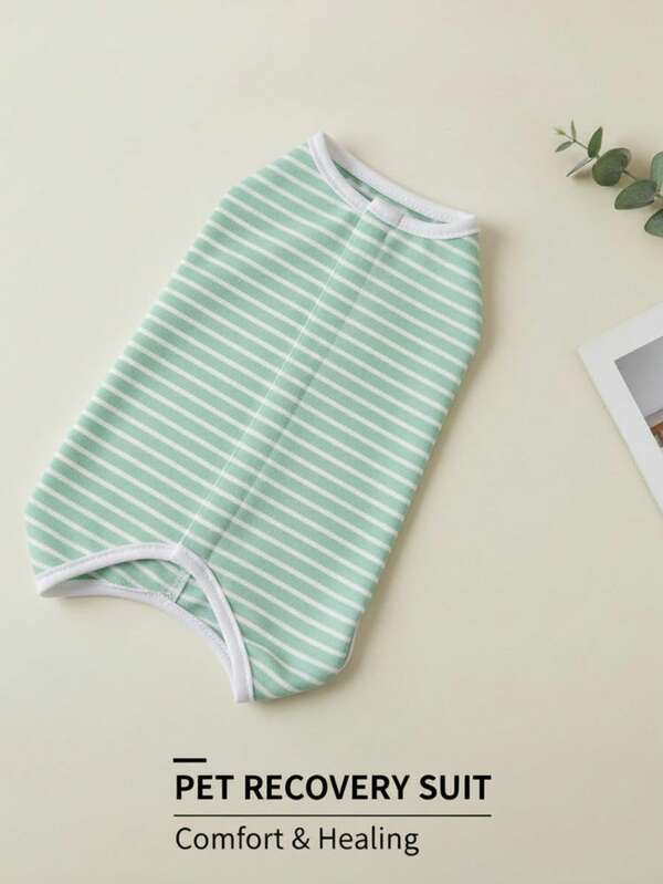 PETSIN Green Casual Pet Clothes, Simple Solid Striped Spay & Neuter Garment For Dogs & Cats, Suitable For Spring & Summer