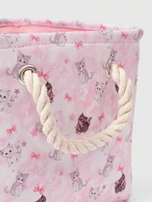 ROMWE Kawaii Lips & Cartoon Pattern Large Capacity Laundry Hamper/Basket - Pink rose cat - View 4