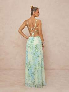 Lumalex Women's Printed Open Back Spaghetti Strap Dress - Multicolor - View 2