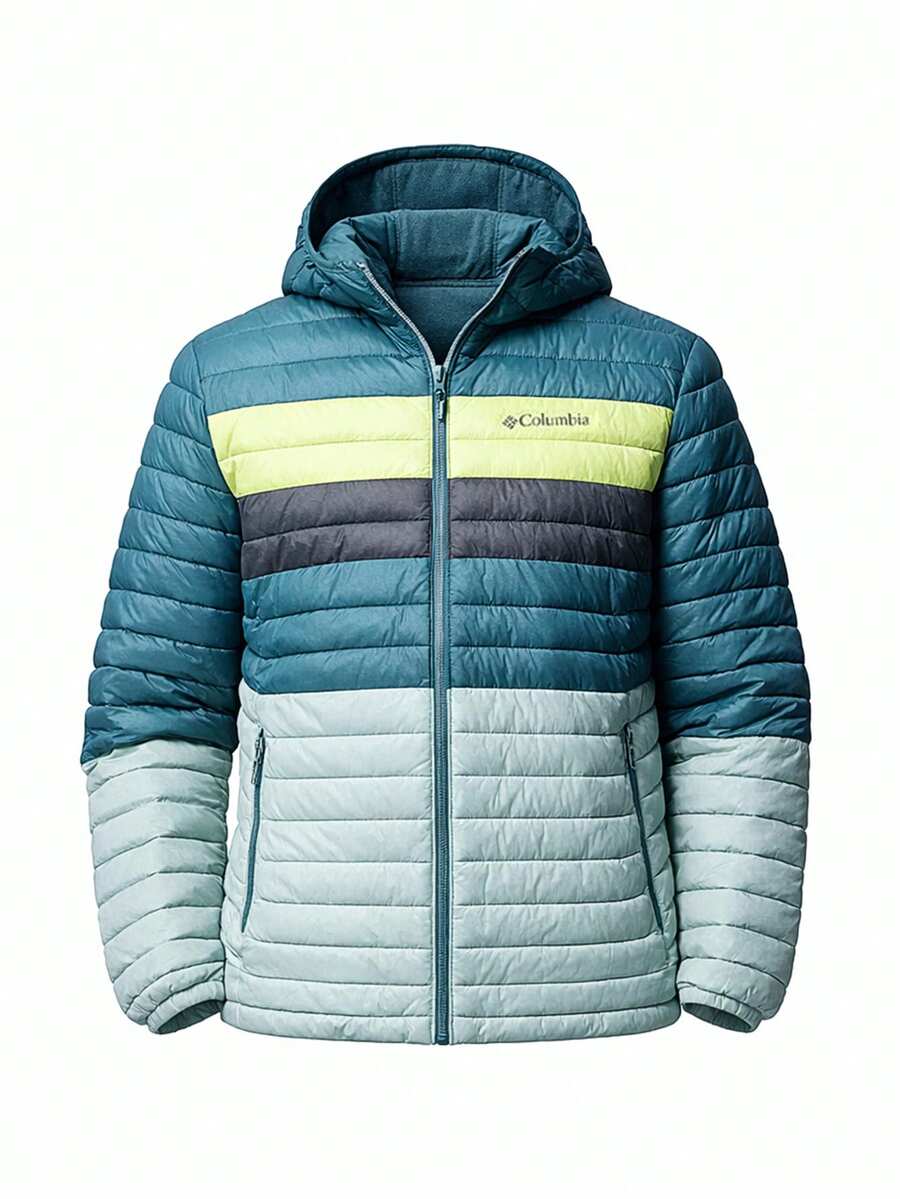 Columbia Men's Down Hooded Jacket Blue - Baby Blue - View 1