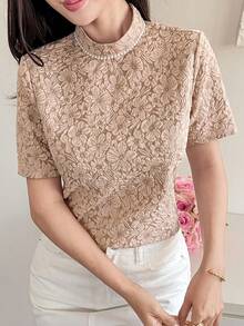 DAZY Elegant Pink Women's Pullover Blouse, Stylish Design For Spring & Summer - Purple - View 3