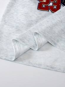 2pcs/Set Casual Street Style Knit T-Shirt & Sweatpants Set For Teenage Girls, Suitable For Outdoor, Sports, American Style - Grey - View 5