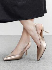 CUCCOO BIZCHIC Women's Fashion Versatile Pointed Toe Buckle Pumps Valentine's Day - Bronze - View 3