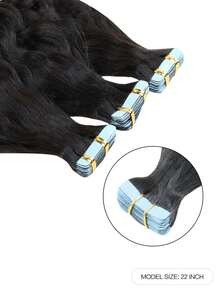 20pcs Water Wave Natural Black Color Human Hair Tape Hair Extension 50G Tape In Hair Tape Ins Hair Extensions Remy Human Hair Extensions - Natural Black - View 2