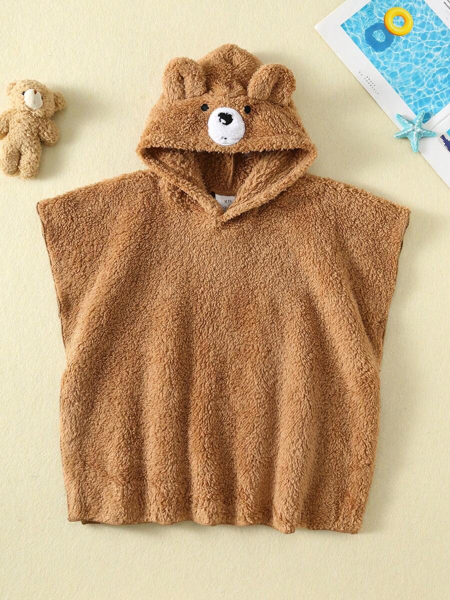 SHEIN 男婴可爱休闲蓬松卡其色卡通图案连帽泳衣 - 彩色 - 查看 1