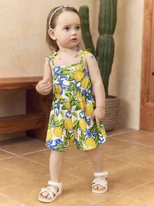 SHEIN Baby Girl Ditsy Floral Woven Romper - Multicolor - View 4