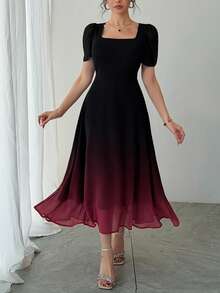 DAZY Women's Elegant Commuter Ombre Mid-Length Dress, Summer - Multicolor - View 5