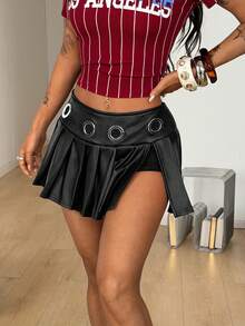 Coolane Women's Y2K Coachella Black And White Total Design Mini Skirts - Black - View 5