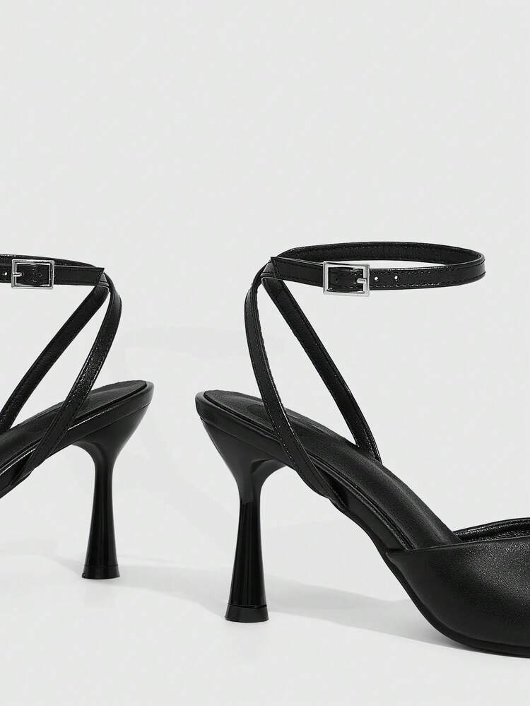 CUCCOO SZL Women's Square Toe Buckle Design Fashion High Heel Sandals For Daily Wear Spring Shoes Prom Heels