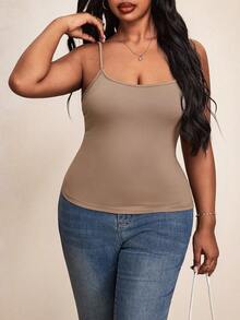 Truni Plus Size Women's 3pcs Tight Casual Tank Tops(Spaghetti Strap), Basics, For Pear And Triangle Body Shape, For Summer - Multicolor - View 4
