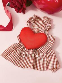PETSIN Roupa fofa e delicada para a primavera, com estampa de corações para o Dia dos Namorados. Minissaia confortável e macia para animais de estimação, ideal para Yorkshire Terrier, Maltês, Bichon Frisé e Pomerânia. Perfeita para fotos de Dia dos Namorados, encontros familiares e uso diário. Look fashion para pets no Dia dos Namorados. - Multicolorido - Ver 2