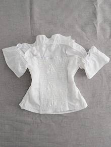 GlowEve New Women's White Embroidered Ruffle Off-Shoulder Top - White - View 2