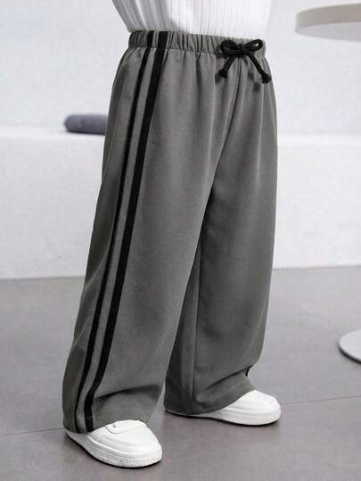 SHEIN 男女宝宝撞色弹力腰宽松阔腿裤，休闲运动裤，春夏男女宝宝服装，宝宝下装