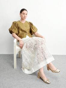 CUCCOO BIZCHIC Women's Fashionable Gold Rhinestone Buckle High Heel Pumps - Gold - View 6