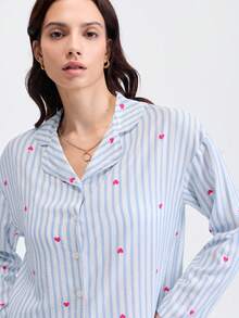 Loungeista 2pcs Women Loose Comfortable Breathable Long Sleeve Top And Long Pants Pajama Set, Cute Home Wear, Fall & Winter Clothes - Blue - View 7