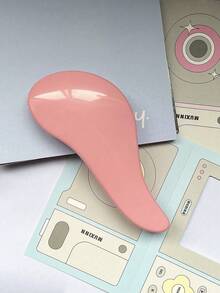 1支按摩梳，马卡龙色系列，防静电按摩梳，ABS软齿，抚平毛躁不打结，干湿两用，便携式魔术手柄，淋浴按摩梳，沙龙级美发工具，家用及户外均可使用，解结梳，女士发梳，美发沙龙，美发设备 - 淺粉色 - 查看 2