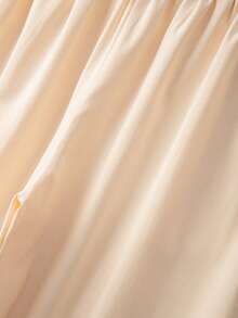 GlowEve CURVE Bộ đồ 2 món dành cho nữ cỡ lớn: Áo cổ chữ V tay ngắn và quần ống rộng, thích hợp cho mùa xuân/hè. - Màu be - Xem 11