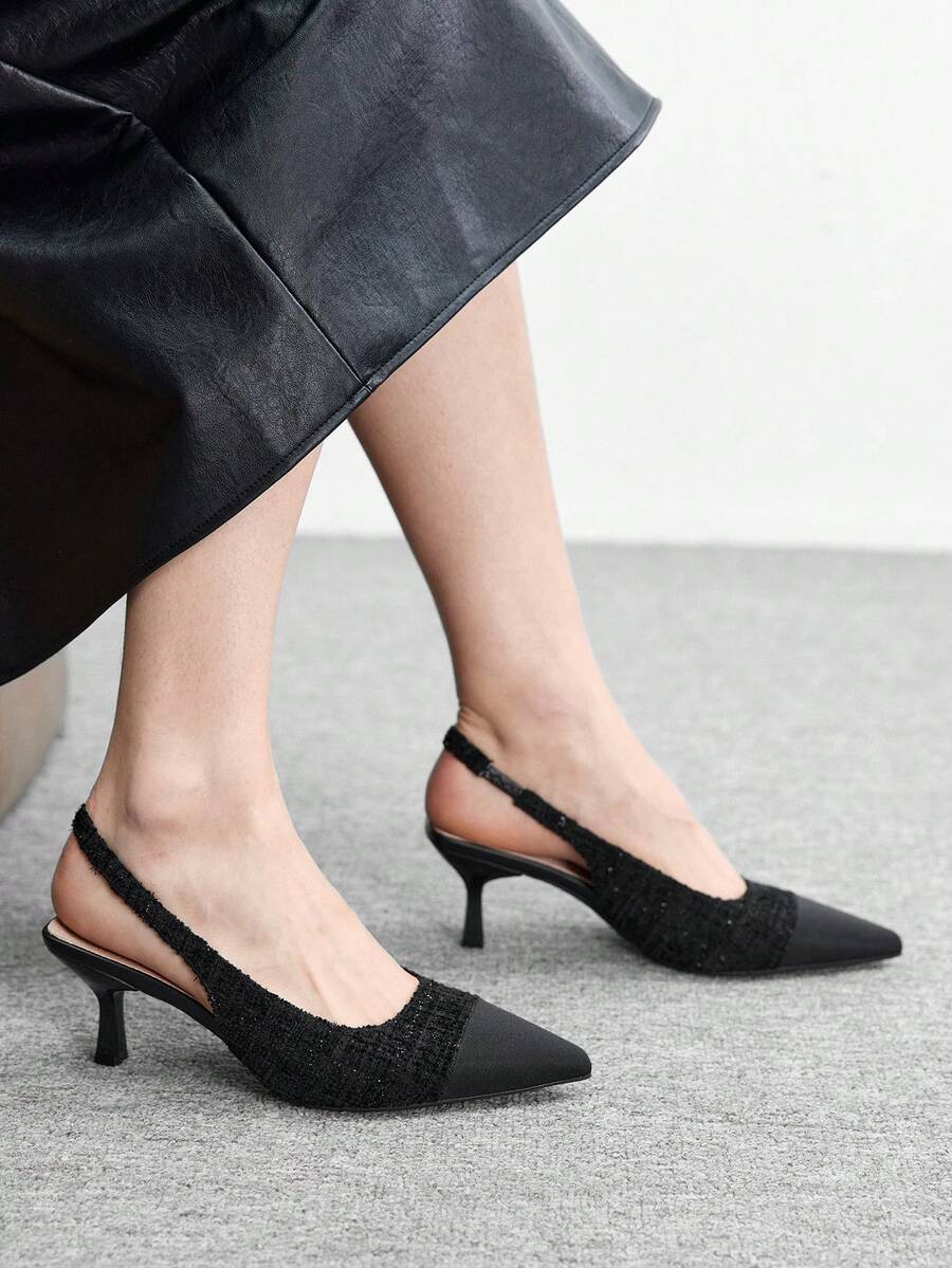 CUCCOO BIZCHIC 女士优雅尖头穆勒鞋,细高跟,黑色,春秋季 - 黑色1 - 查看 1