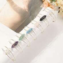 Cirelle 天然石六边形手镯 – 开口式，金属丝缠绕，时尚宝石手链，女士佳选，节日及派对礼物之选 - 彩色 - 查看 4
