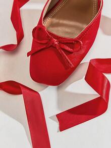 SHUZIA Women Satin Wrap-Around Ribbon D'Orsay Red Ballet Heels – Luxe, Modern & Statement-Making. Valentine's Day - Red - View 7