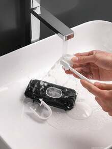 1pc Wall Mounted Automatic Toothpaste Dispenser With Toothbrush Holder Bathroom Accessories Set - Black - View 8