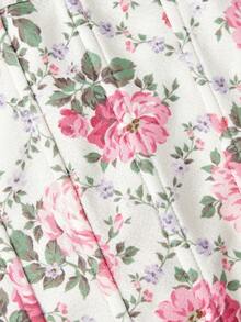 SHEIN MOD Vintage Floral Plaid Print Cross Tie Corset-Style Tank Top – Perfect For Vacation, Date, Picnic, Party, Prom, Festival, And Birthday; Romantic Vintage Court Style Flower Print Floral Bustier Top Floral Top Pink Ribbon Top, Valentine's Day, Carnival Costume - Multicolor - View 4