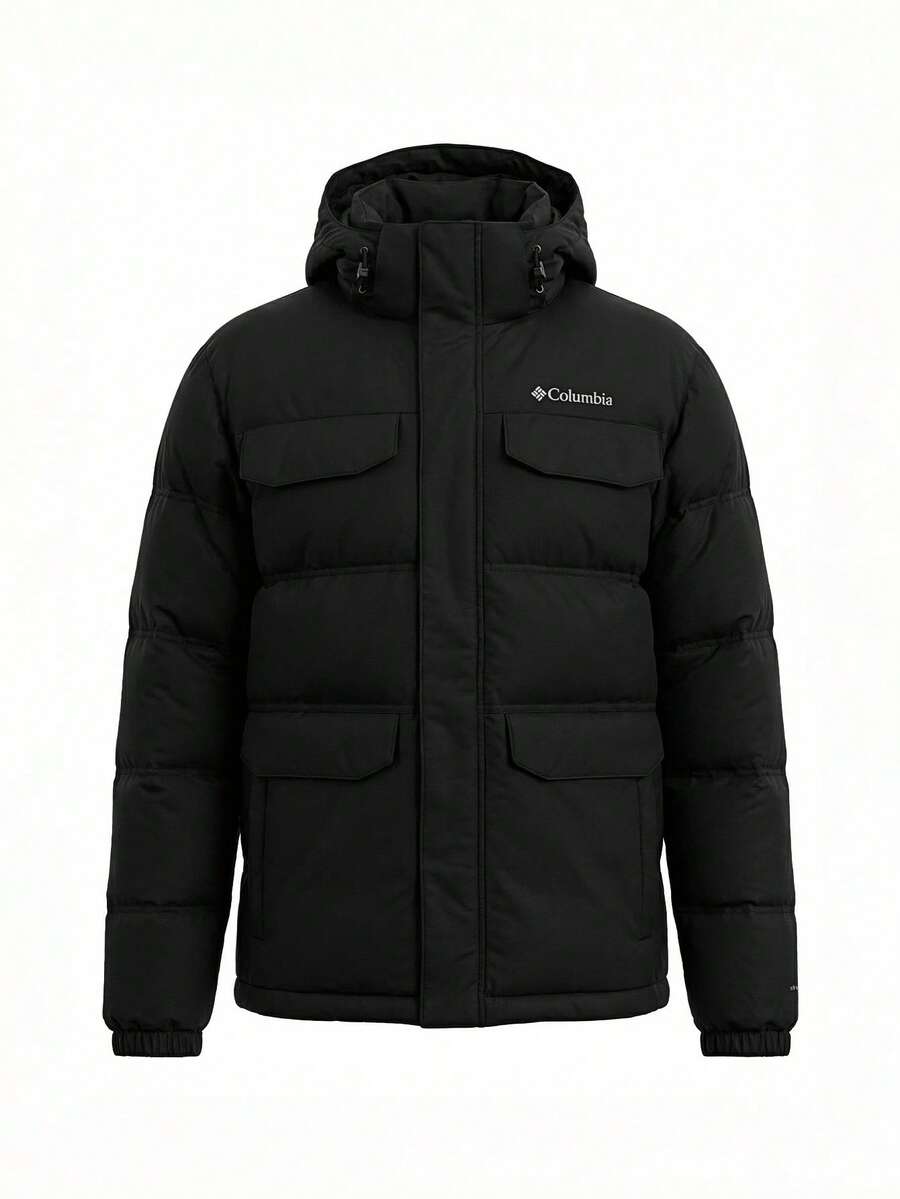 Columbia Men's Down Hooded Jacket Black - Black - View 1