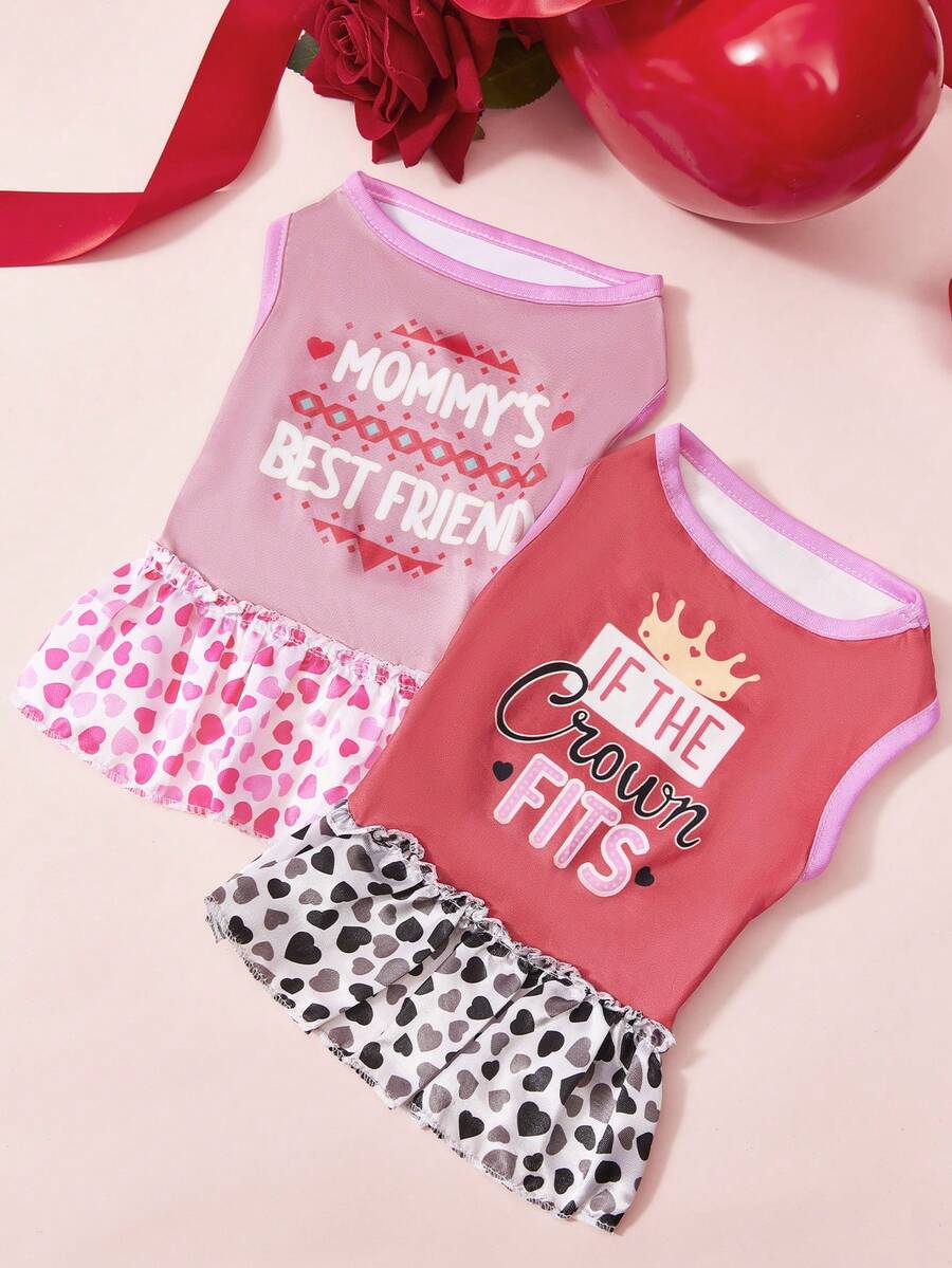 PETSIN Valentine's Day Style Pet Print Dress For Cat And Small Dog - Multicolor - View 1