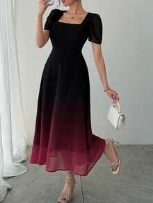 DAZY Women's Elegant Commuter Ombre Mid-Length Dress, Summer - Multicolor - View 8