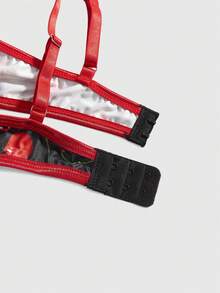 ROMWE Kawaii Women's Sweet & Cute Cherry Print Underwire Bra With Bow - Black - View 4