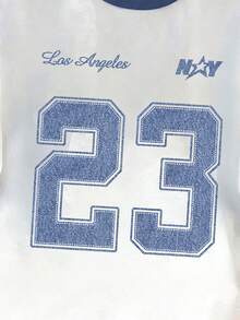 Manfinity Joysei 男士时尚休闲23字母印花撞色拼接T恤 - 白色 - 查看 2