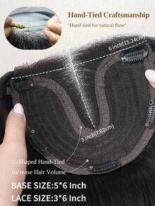 5 X 6 Inch (13 X 15 Cm) Toppers For Women 100% Real Human Hair Pieces For Women Color NC# Natural Black Real Human Hair Pieces With Loss Or Thinning No Bangs For Add Volume Hair Skin Scalp Clip In Hair Extensions Flower Hair Clip - Natural Black - View 5