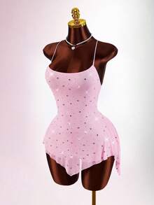 mini con lentejuelas y espalda descubierta para mujer - Rosa - Ver 9