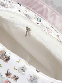 ROMWE Kawaii Fashionable Colorful Star Pattern Lace Cute Retro Shoulder Cylinder Boston Handbag For Women, 1481690 - White lead cat - View 6