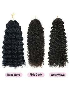 1 Tóc giả móc sợi Pixie xoăn tự nhiên màu đen, không thắt nút, đã tách sẵn, dài 18-24 inch, 100g - Natural Black - Xem 9