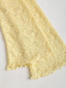 Sweetra Y2K Sexy Lace Asymmetric Shoulder Asymmetrical Hem Dress - Yellow - View 6