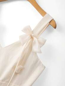 Elenzga Plus Size Women's Sweet & Elegant Bowknot Waist Camisole Dress, Summer - Apricot - View 4