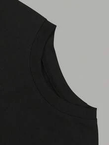 Endroma 女士休闲纯色简约圆领短袖T恤 - 黑色 - 查看 5