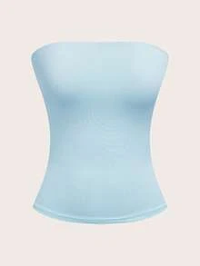 SHEIN EZwear 4件装女士纯色罗纹休闲抹胸上衣，夏季 - 彩色 - 查看 9