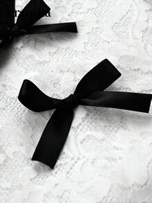 Franclia French Style Bow Lace Mini Dress - Black and White - View 7