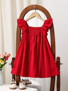 Emery Rose Kids Emery Rose Kids Gaun Mini Lengan Pendek Merah untuk Anak Perempuan, Anak-anak - Merah - View 5