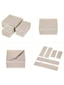 1PC 3PCS 6PCS Foldable Fabric Storage Bin Drawer Organizer Divider Box For Clothes Socks Underwear Home Bedroom Decor - Khaki - View 6